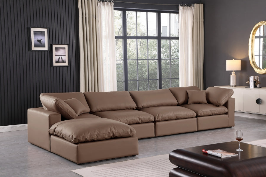 Comfy Faux Leather Sectional Brown from Meridian - Luna Furniture