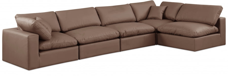 Comfy Faux Leather Sectional Brown from Meridian - Luna Furniture