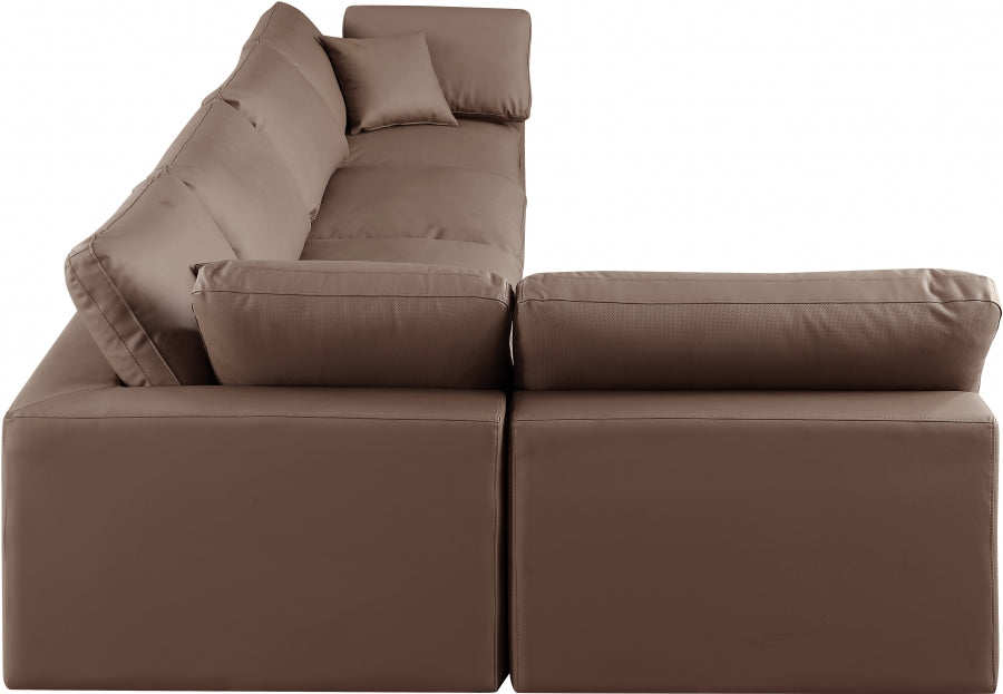 Comfy Faux Leather Sectional Brown from Meridian - Luna Furniture