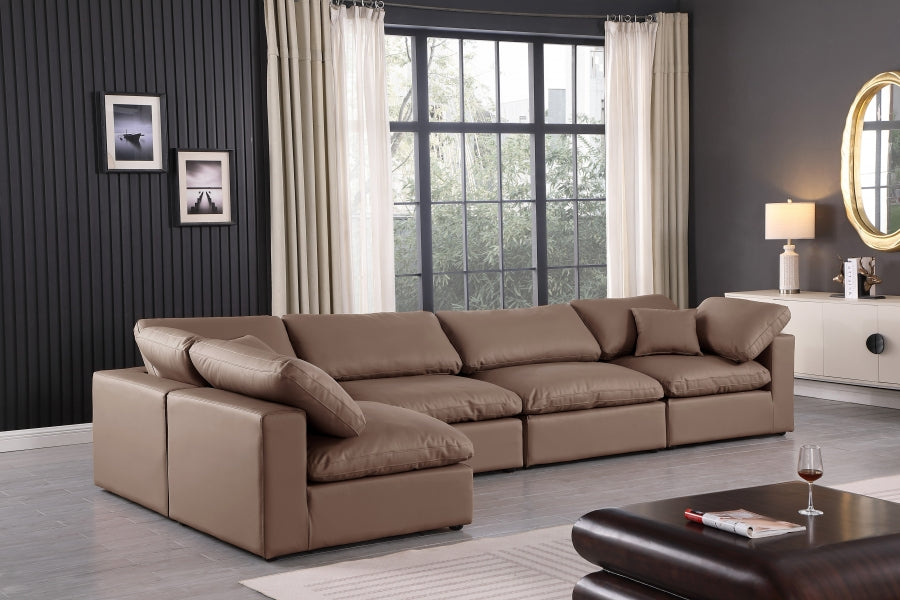 Comfy Faux Leather Sectional Brown from Meridian - Luna Furniture