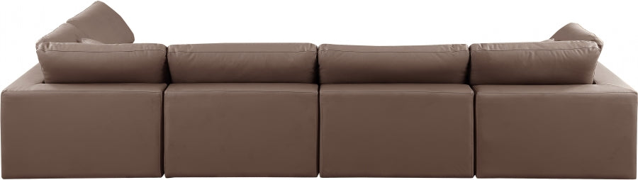 Comfy Faux Leather Sectional Brown from Meridian - Luna Furniture