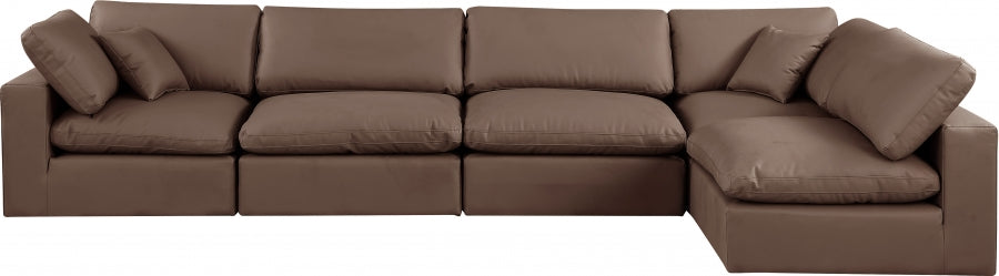 Comfy Faux Leather Sectional Brown from Meridian - Luna Furniture