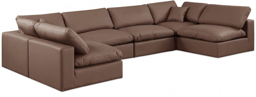 Comfy Faux Leather Sectional Brown from Meridian - Luna Furniture