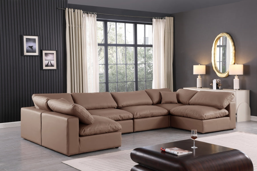 Comfy Faux Leather Sectional Brown from Meridian - Luna Furniture