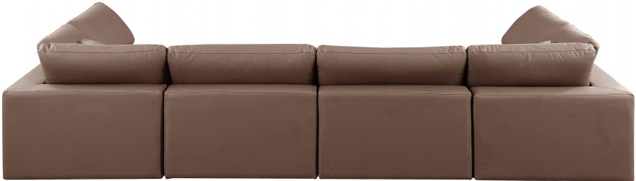 Comfy Faux Leather Sectional Brown from Meridian - Luna Furniture