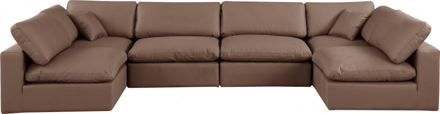 Comfy Faux Leather Sectional Brown from Meridian - Luna Furniture