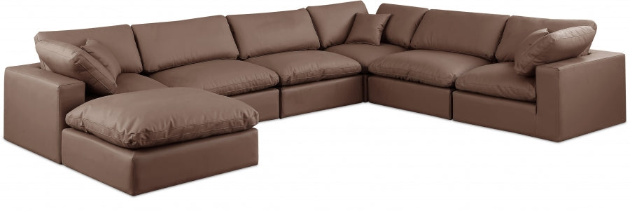 Comfy Faux Leather Sectional Brown from Meridian - Luna Furniture