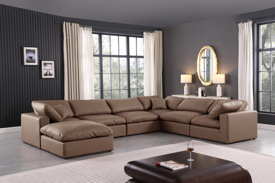 Comfy Faux Leather Sectional Brown from Meridian - Luna Furniture