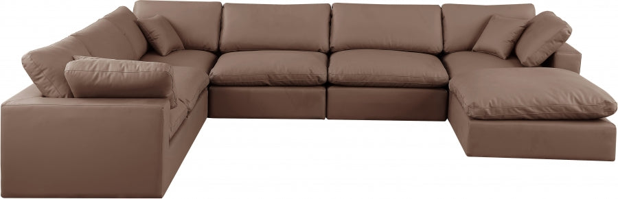 Comfy Faux Leather Sectional Brown from Meridian - Luna Furniture