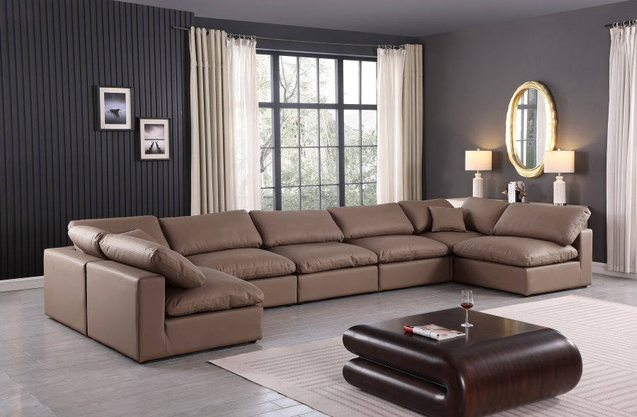 Comfy Faux Leather Sectional Brown from Meridian - Luna Furniture