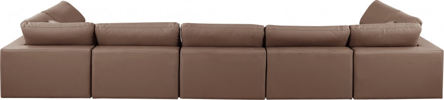 Comfy Faux Leather Sectional Brown from Meridian - Luna Furniture