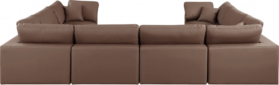 Comfy Faux Leather Sectional Brown from Meridian - Luna Furniture