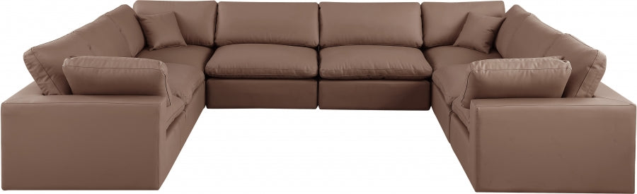 Comfy Faux Leather Sectional Brown from Meridian - Luna Furniture