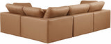 Comfy Faux Leather Sectional Cognac from Meridian - Luna Furniture