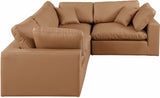 Comfy Faux Leather Sectional Cognac from Meridian - Luna Furniture