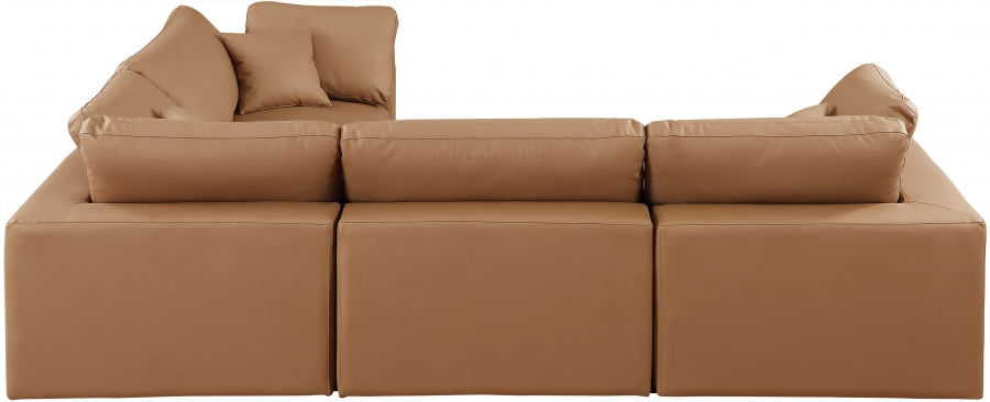 Comfy Faux Leather Sectional Cognac from Meridian - Luna Furniture