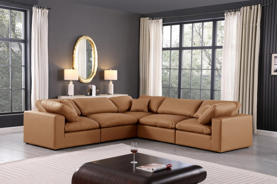 Comfy Faux Leather Sectional Cognac from Meridian - Luna Furniture