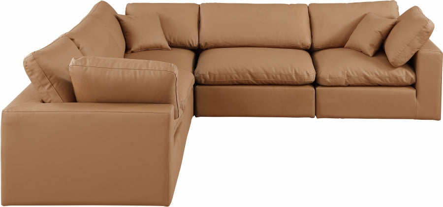 Comfy Faux Leather Sectional Cognac from Meridian - Luna Furniture