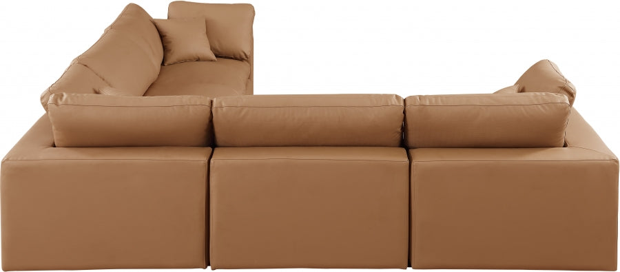 Comfy Faux Leather Sectional Cognac from Meridian - Luna Furniture