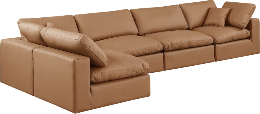 Comfy Faux Leather Sectional Cognac from Meridian - Luna Furniture