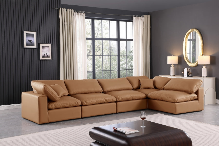 Comfy Faux Leather Sectional Cognac from Meridian - Luna Furniture