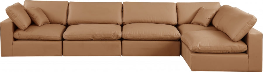 Comfy Faux Leather Sectional Cognac from Meridian - Luna Furniture