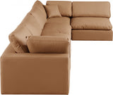 Comfy Faux Leather Sectional Cognac from Meridian - Luna Furniture