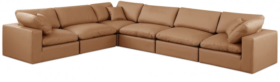 Comfy Faux Leather Sectional Cognac from Meridian - Luna Furniture