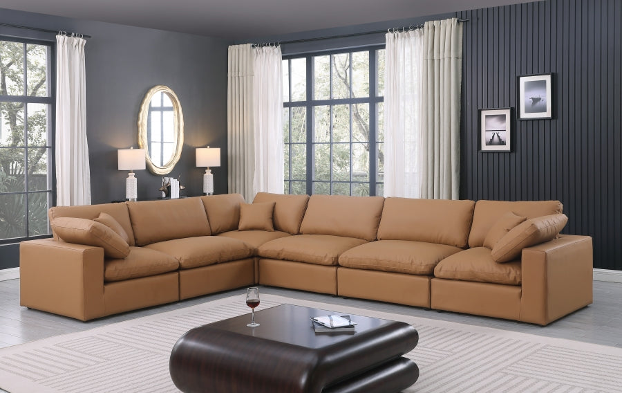 Comfy Faux Leather Sectional Cognac from Meridian - Luna Furniture