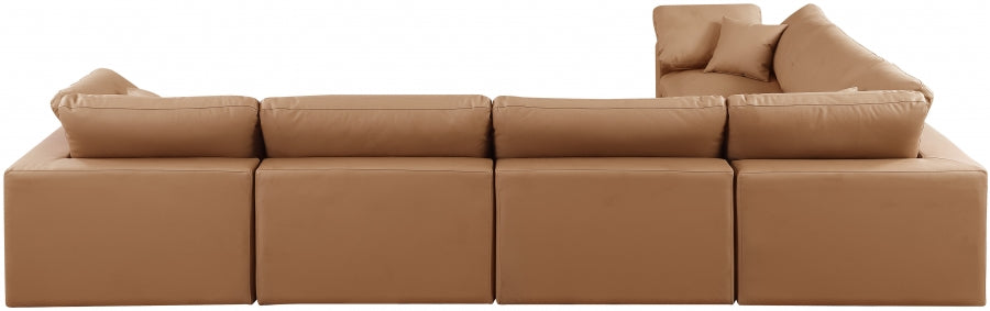 Comfy Faux Leather Sectional Cognac from Meridian - Luna Furniture