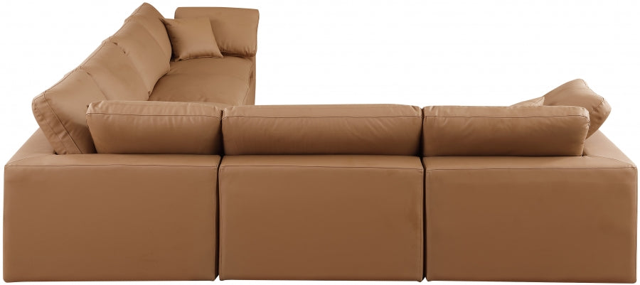 Comfy Faux Leather Sectional Cognac from Meridian - Luna Furniture