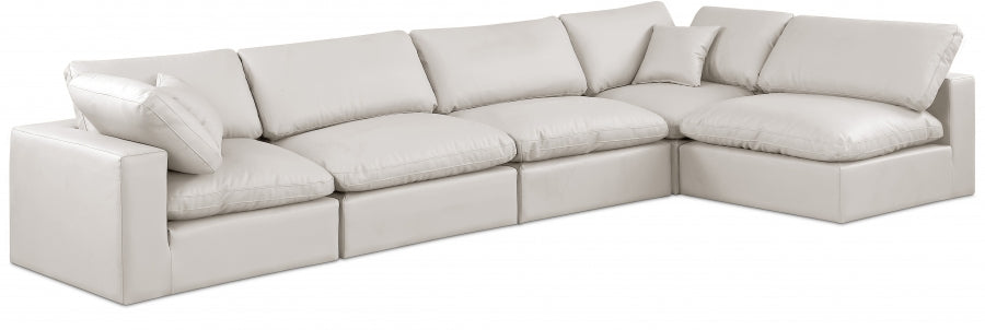 Comfy Faux Leather Sectional Cream from Meridian - Luna Furniture