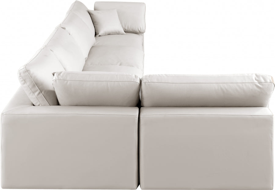 Comfy Faux Leather Sectional Cream from Meridian - Luna Furniture