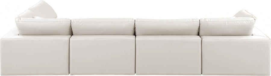 Comfy Faux Leather Sectional Cream from Meridian - Luna Furniture