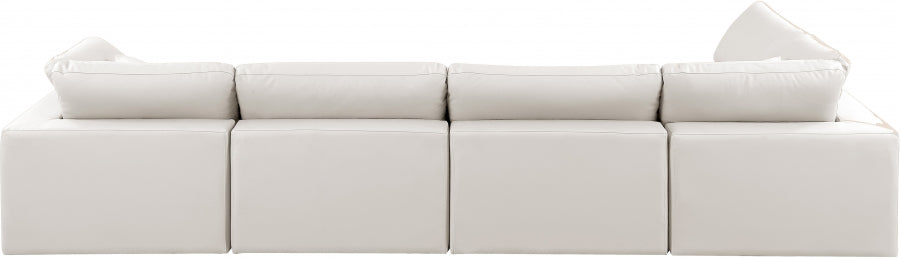 Comfy Faux Leather Sectional Cream from Meridian - Luna Furniture