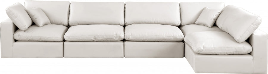 Comfy Faux Leather Sectional Cream from Meridian - Luna Furniture