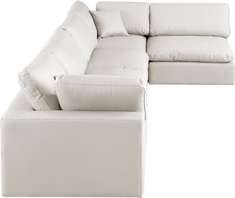 Comfy Faux Leather Sectional Cream from Meridian - Luna Furniture