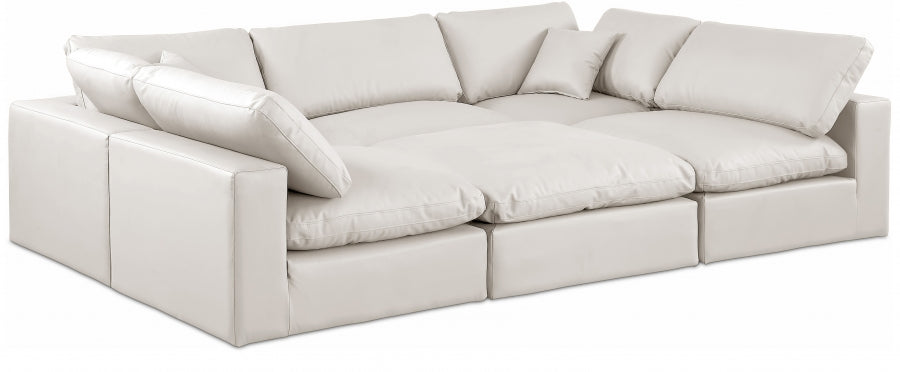 Comfy Faux Leather Sectional Cream from Meridian - Luna Furniture