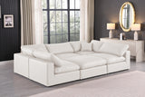 Comfy Faux Leather Sectional Cream from Meridian - Luna Furniture