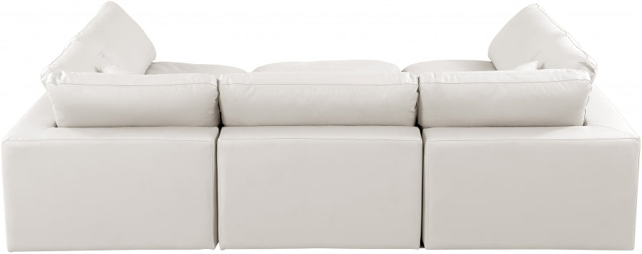 Comfy Faux Leather Sectional Cream from Meridian - Luna Furniture