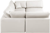 Comfy Faux Leather Sectional Cream from Meridian - Luna Furniture