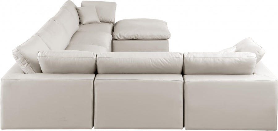 Comfy Faux Leather Sectional Cream from Meridian - Luna Furniture