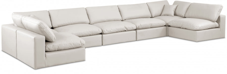 Comfy Faux Leather Sectional Cream from Meridian - Luna Furniture