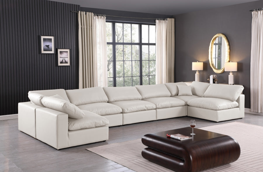 Comfy Faux Leather Sectional Cream from Meridian - Luna Furniture