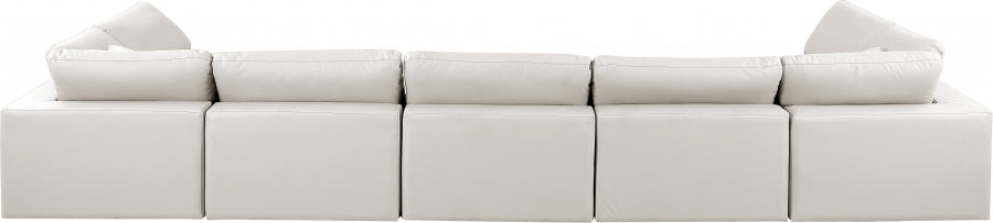 Comfy Faux Leather Sectional Cream from Meridian - Luna Furniture