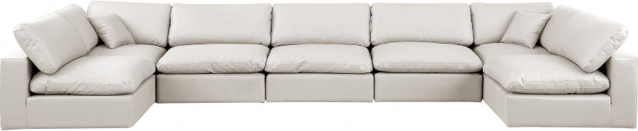 Comfy Faux Leather Sectional Cream from Meridian - Luna Furniture