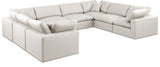 Comfy Faux Leather Sectional Cream from Meridian - Luna Furniture