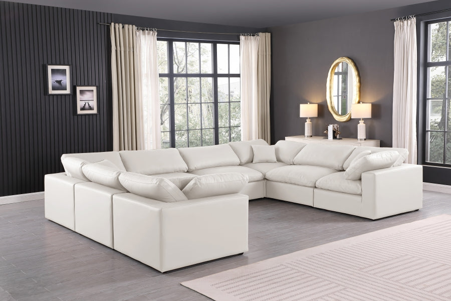 Comfy Faux Leather Sectional Cream from Meridian - Luna Furniture