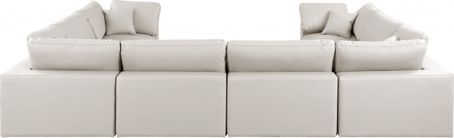 Comfy Faux Leather Sectional Cream from Meridian - Luna Furniture