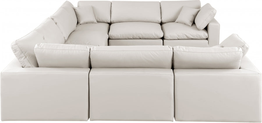 Comfy Faux Leather Sectional Cream from Meridian - Luna Furniture